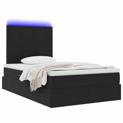 Bett mit Stauraum und LED mit LED Schwarz 120 x 190 cm Samt