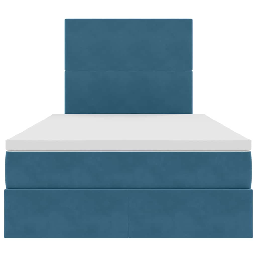 Bett mit Stauraum und LED mit LED Dunkelblau 120 x 200 cm Samt