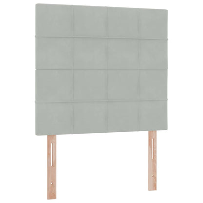 Bett mit Stauraum und LED mit LED Hellgrau 90 x 190 cm Samt