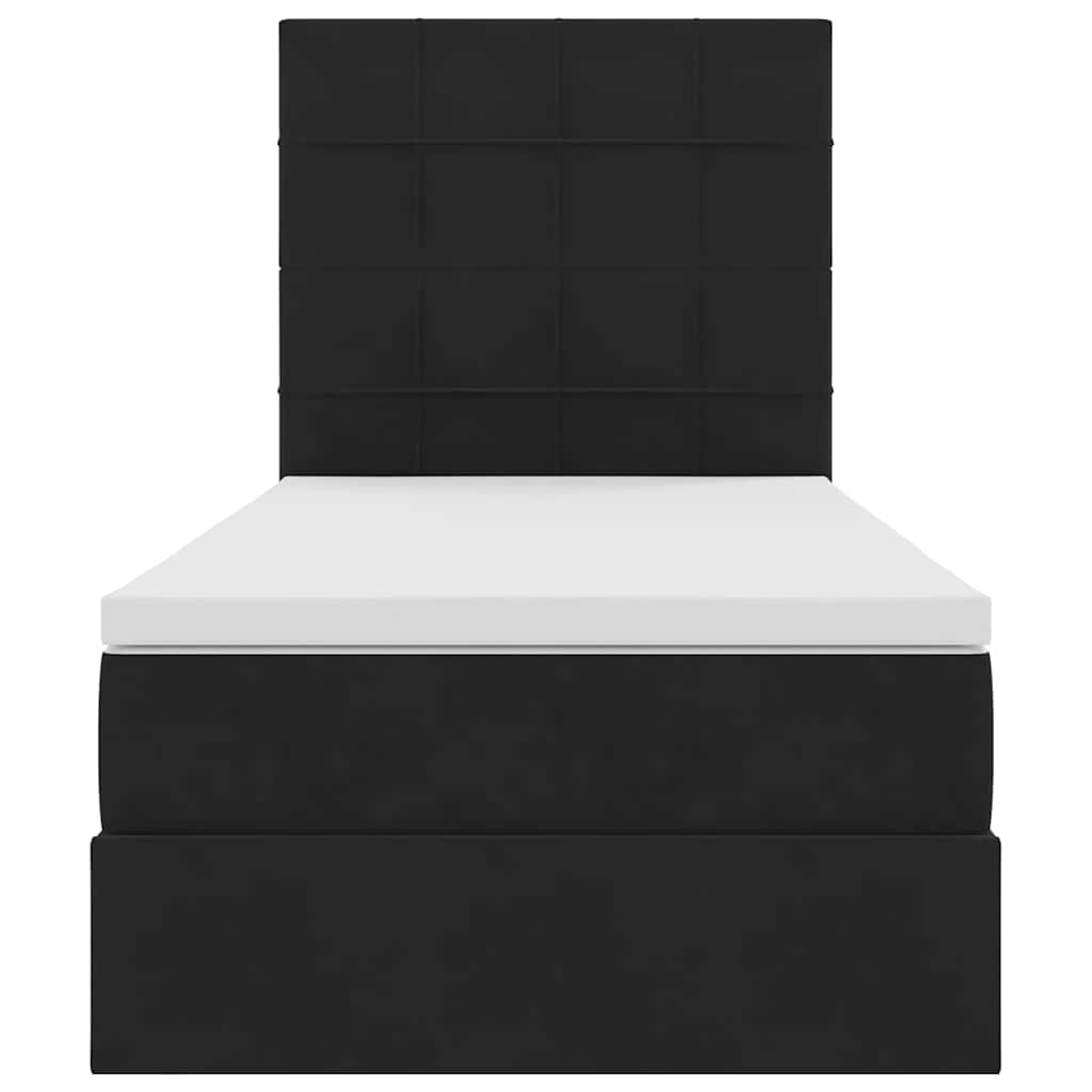 Bett mit Stauraum und LED mit Matratze Schwarz 90 x 200 cm Samt