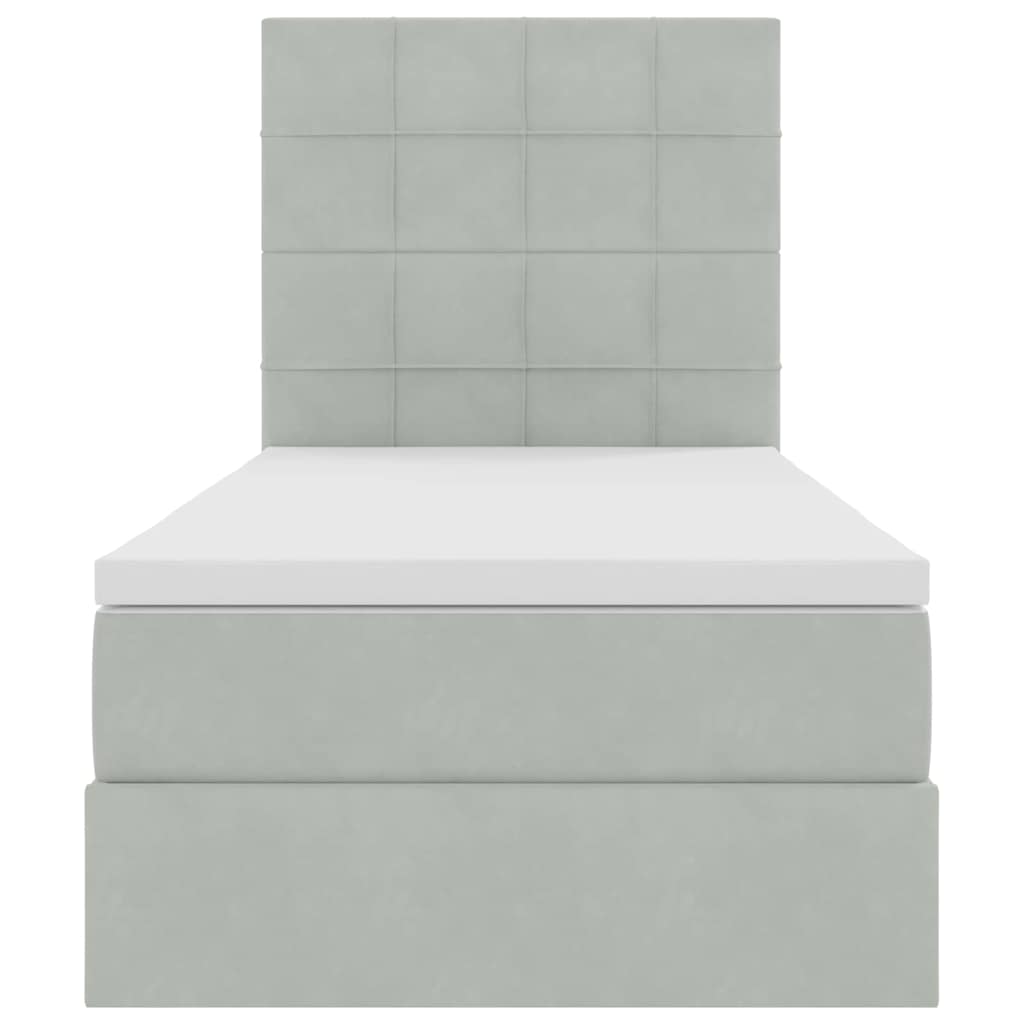 Bett mit Stauraum und LED mit LED Hellgrau 100 x 200 cm Samt