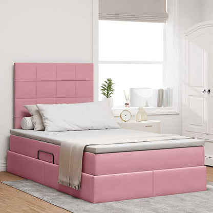Bett mit Stauraum und LED mit Matratze Rosa 120 x 200 cm Samt