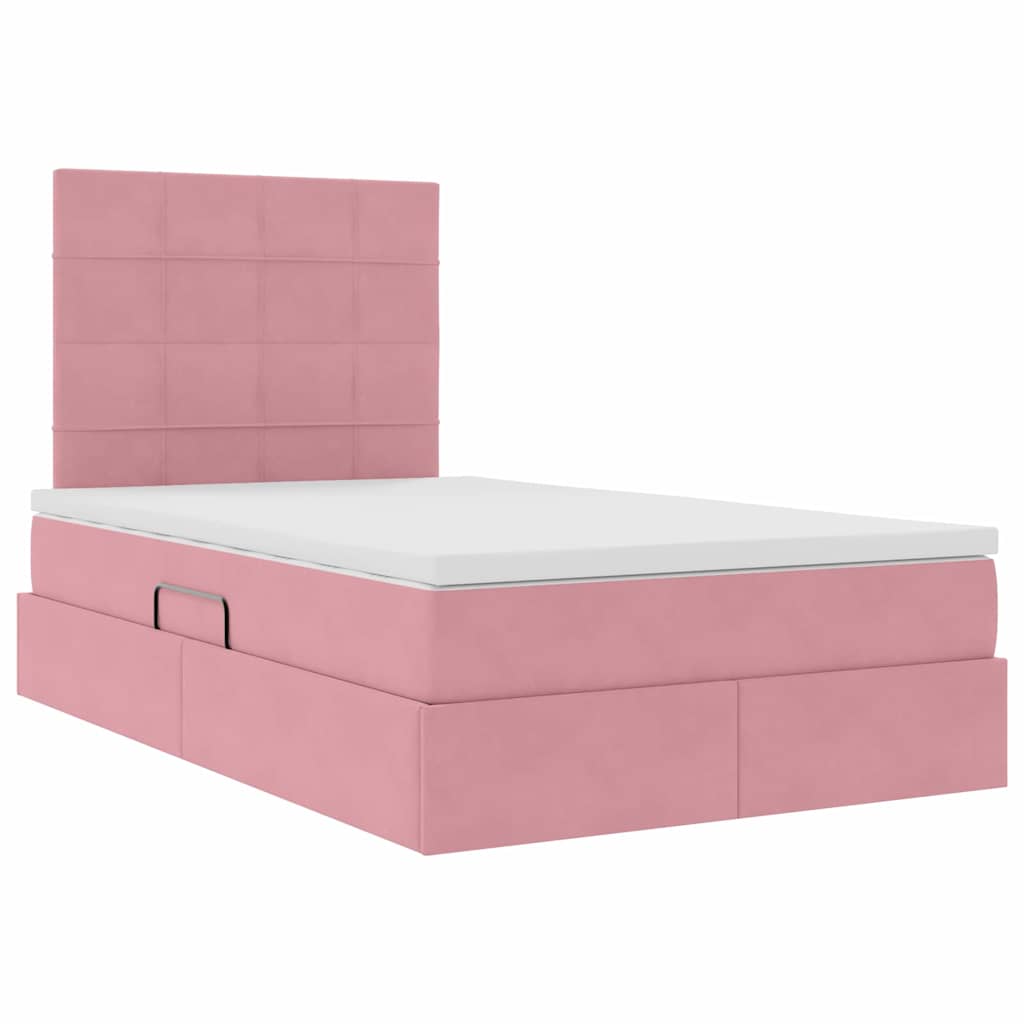Bett mit Stauraum und LED mit Matratze Rosa 120 x 200 cm Samt