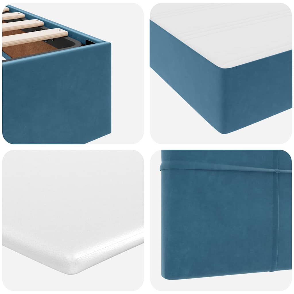 Bett mit Stauraum und LED mit LED Dunkelblau 200 x 200 cm Samt