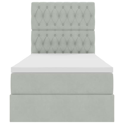 Bett mit Stauraum und LED mit LED Hellgrau 100 x 200 cm Samt