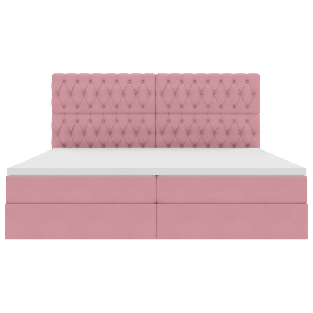 Bett mit Stauraum und LED mit Matratze Rosa 200 x 200 cm Samt