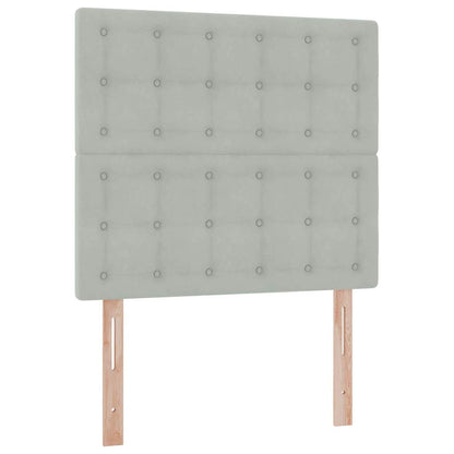 Bett mit Stauraum und LED mit LED Hellgrau 90 x 190 cm Samt