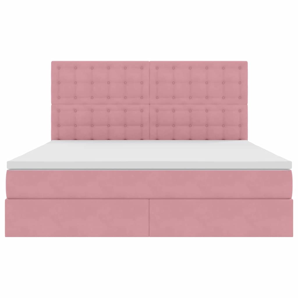 Bett mit Stauraum und LED mit Matratze Rosa 180 x 200 cm Samt