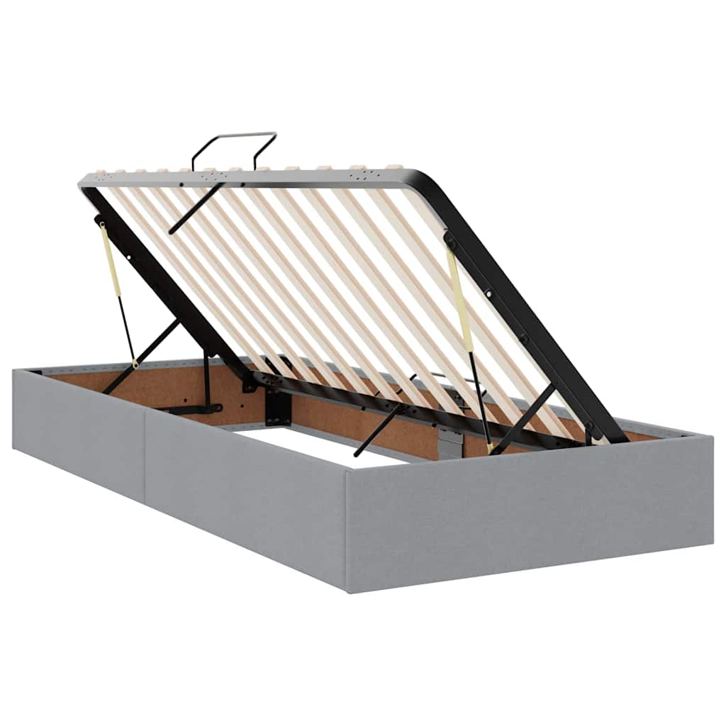 Bett mit LED-Lichtleisten Hellgrau 180 x 200 cm Stoff