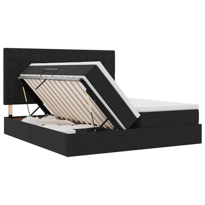 Bett mit LED-Lichtleisten Schwarz 200 x 200 cm Samt