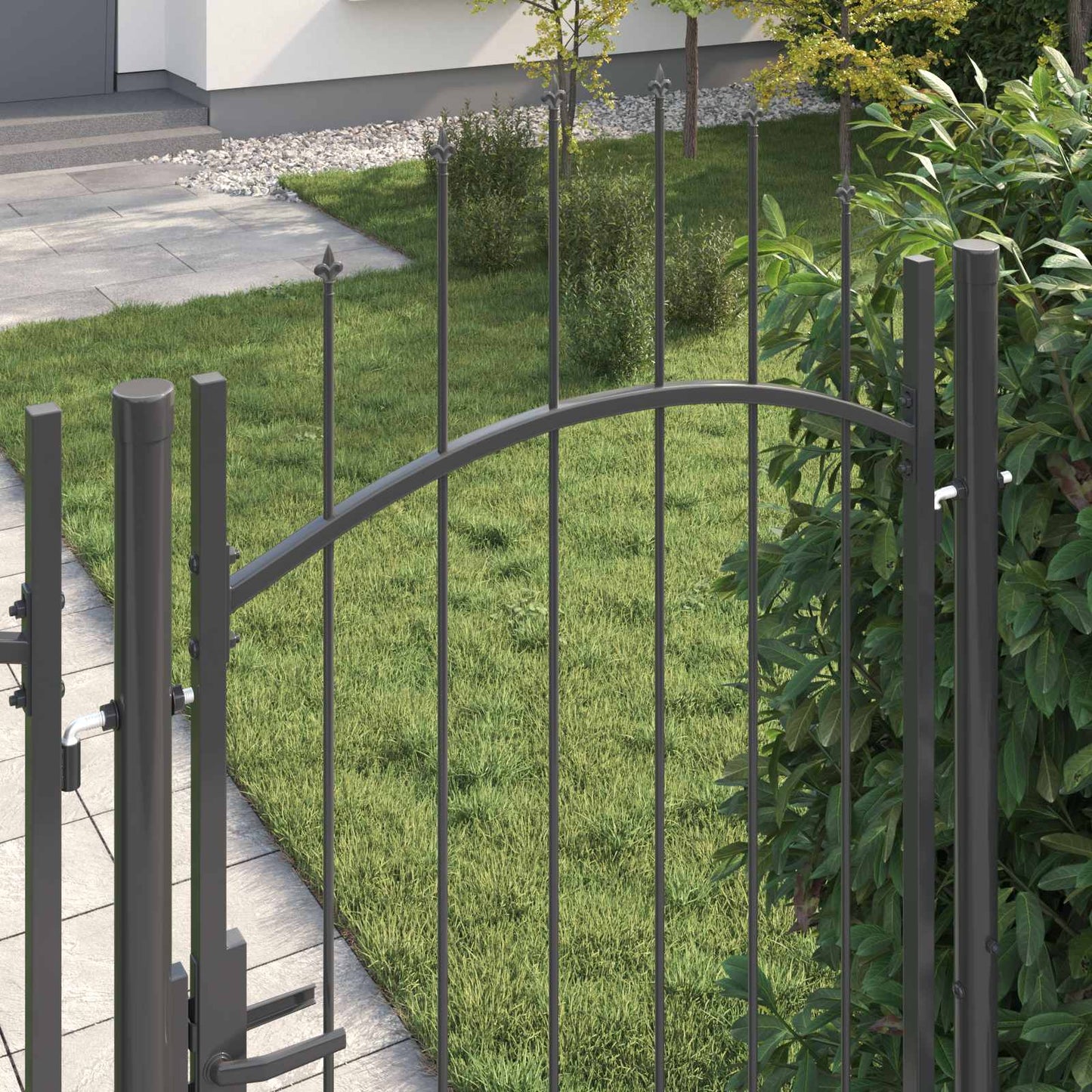 Gartentor mit Schloss Grau 200 x 100 cm Stahl