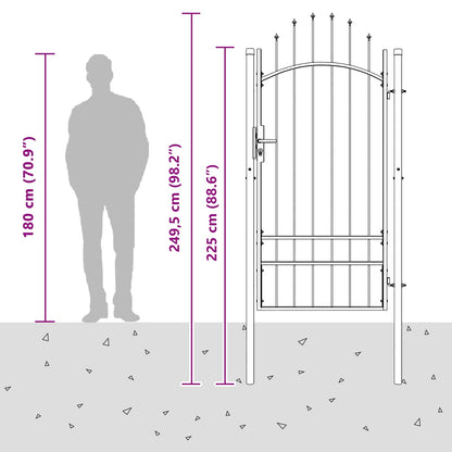Gartentor mit Schloss Grau 200 x 100 cm Stahl