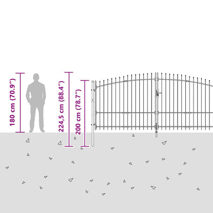 Gartentor mit Schloss Grau 125 x 400 cm Stahl