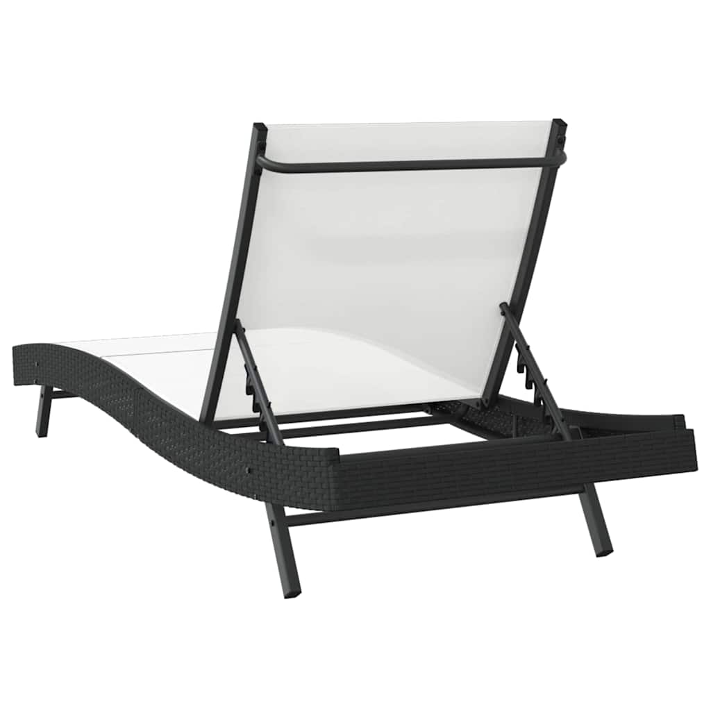 Sonnenliege Schwarz und Weiß 197 x 70 x 82 cm Poly-Rattan