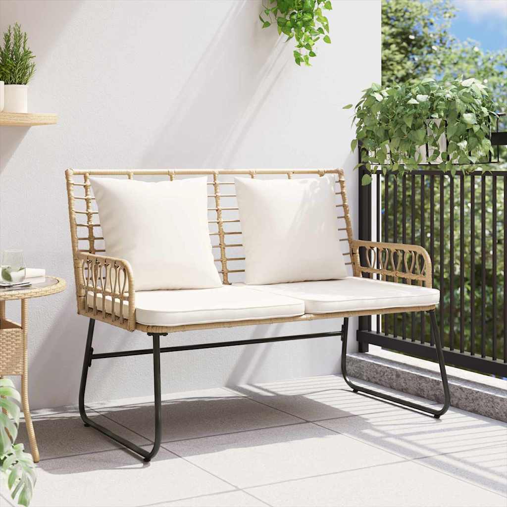Gartenbank Braun und Creme Poly-Rattan