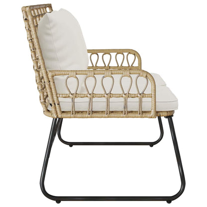 Gartenbank Braun und Creme Poly-Rattan