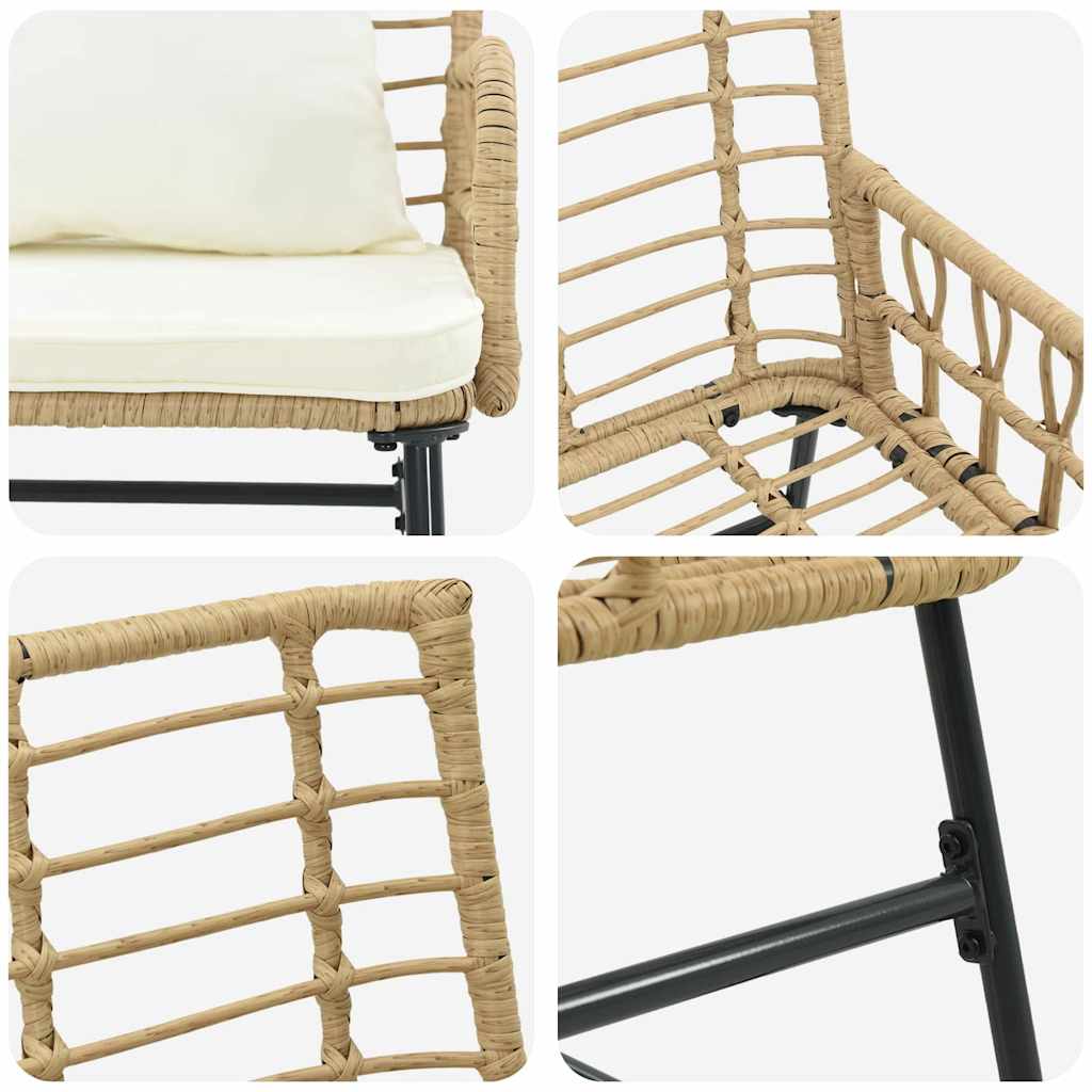 Garten Essgruppe 3 pcs Braun und Creme Poly-Rattan
