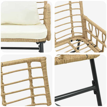 Garten Essgruppe 3 pcs Braun und Creme Poly-Rattan
