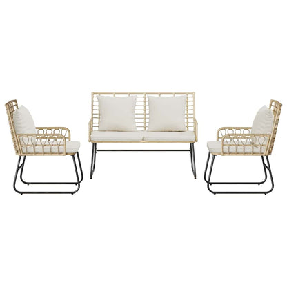 Garten Essgruppe 3 pcs Braun und Creme Poly-Rattan