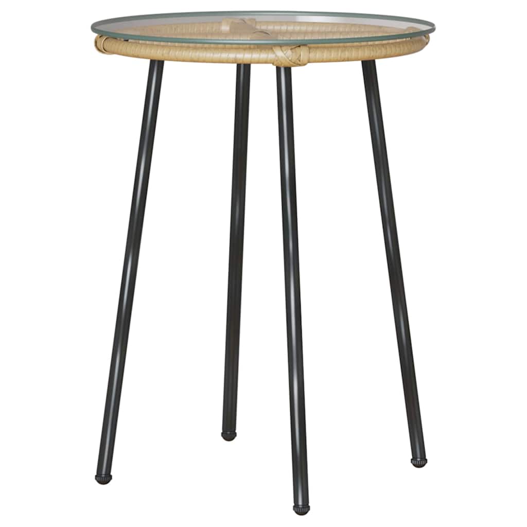 Garten Essgruppe 3 pcs Braun und Creme Poly-Rattan