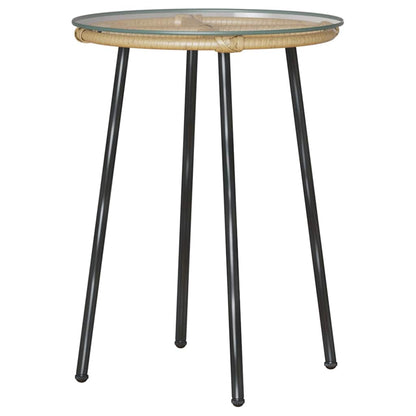 Garten Essgruppe 3 pcs Braun und Creme Poly-Rattan