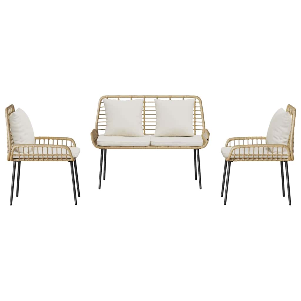 Garten Essgruppe 3 pcs Braun und Creme Poly-Rattan