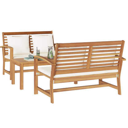 Gartensofa-set 3 pcs Natur Massivholz Teak