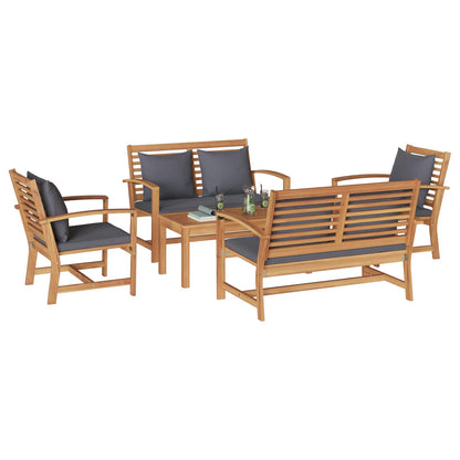 Gartensofa-set 5 pcs Natur Massivholz Teak