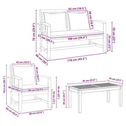 Gartensofa-set 5 pcs Natur Massivholz Teak