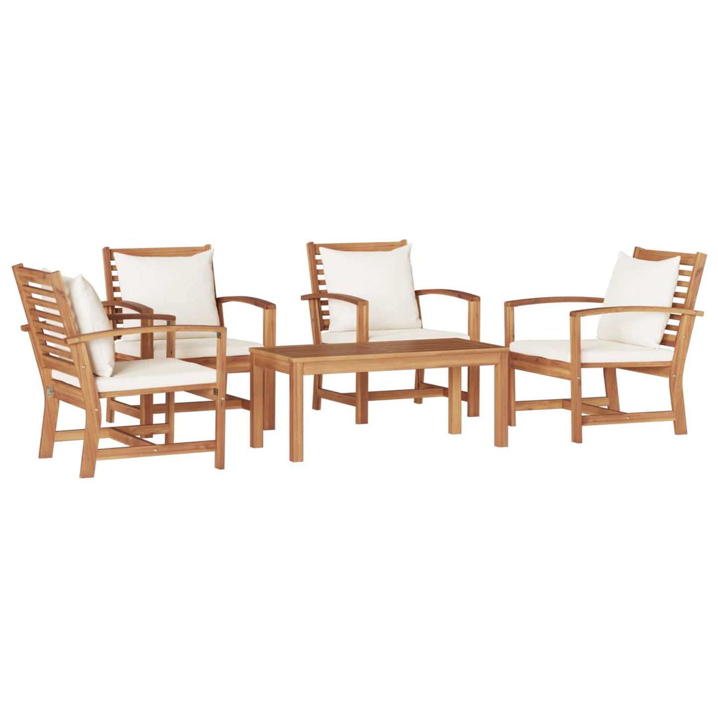 Gartensofa-set 5 pcs Natur Massivholz Teak