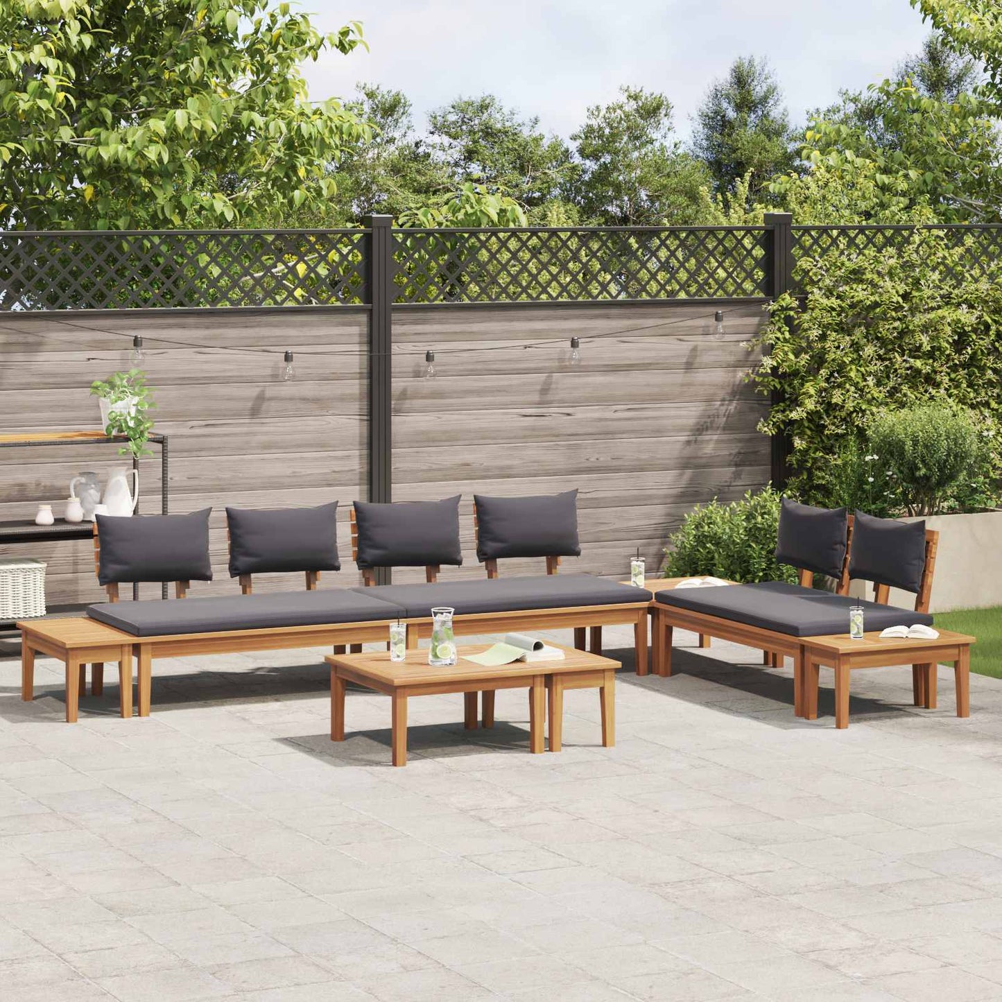 Gartensofa-set 5 pcs Braun und Grau