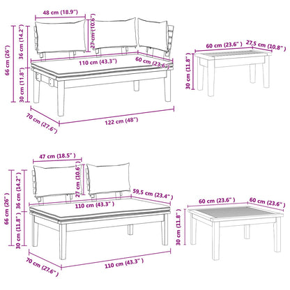 Gartensofa-set 4 pcs Braun und Grau