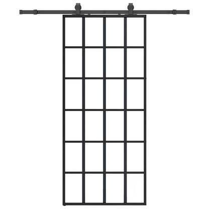 Schiebetür mit Beschlag Schwarz 90x205 cm ESG-Glas