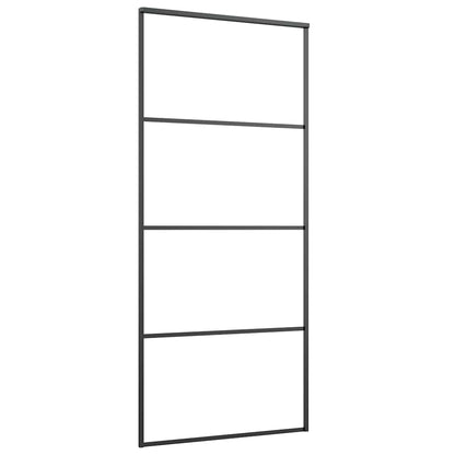 Schiebetür mit Beschlag Schwarz 90x205 cm ESG-Glas