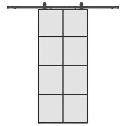 Schiebetür mit Beschlag Schwarz 90x205 cm ESG-Glas
