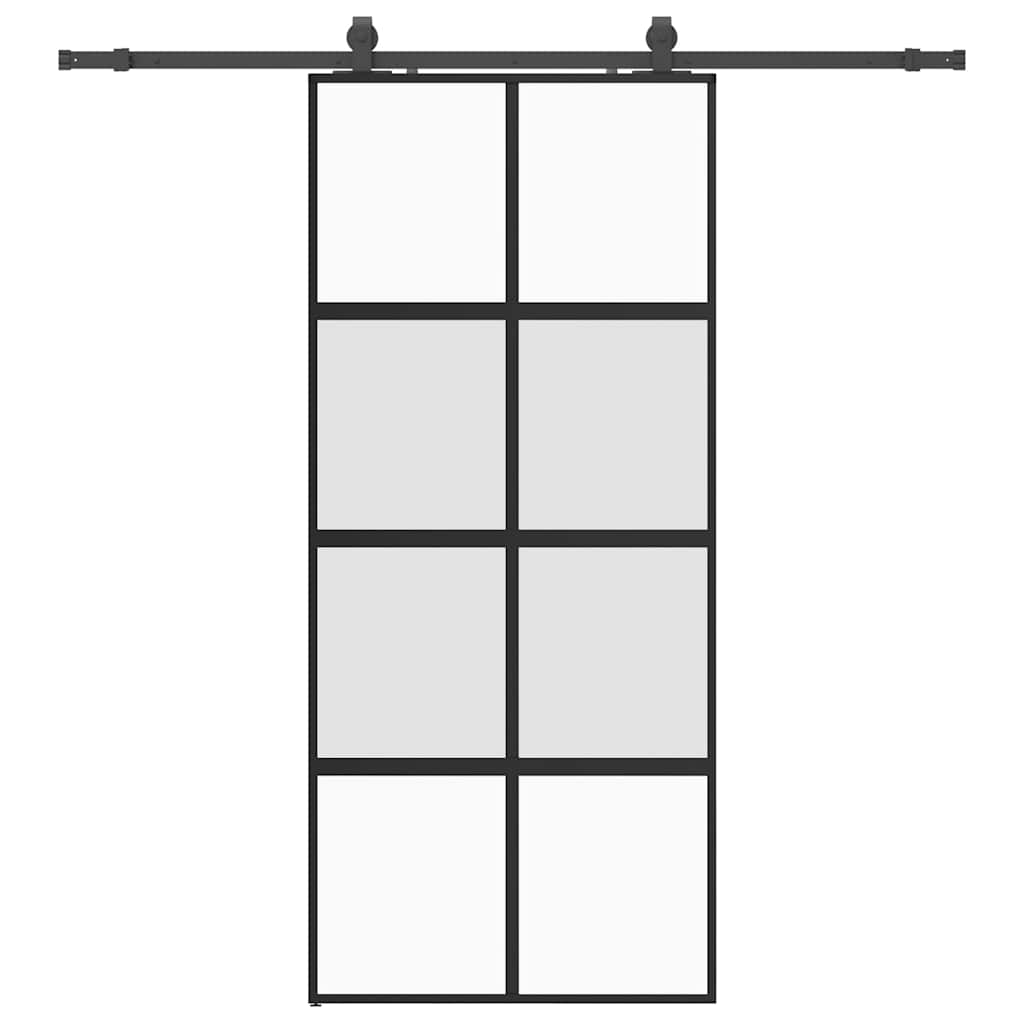 Schiebetür mit Beschlag Schwarz 90x205 cm Hartglas