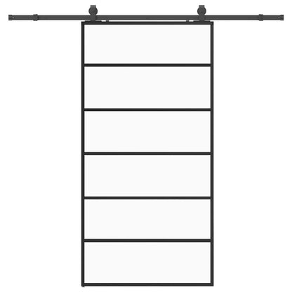 Schiebetür mit Beschlag Schwarz 102x205 cm ESG-Glas