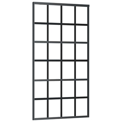 Schiebetür mit Beschlag Schwarz 102x205 cm ESG-Glas