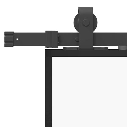 Schiebetür mit Beschlag Schwarz 102,5x205 cm ESG-Glas