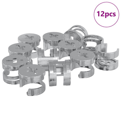 Zapfenschloss-Muttern 12 pcs Silber 12 x 10 mm Metall