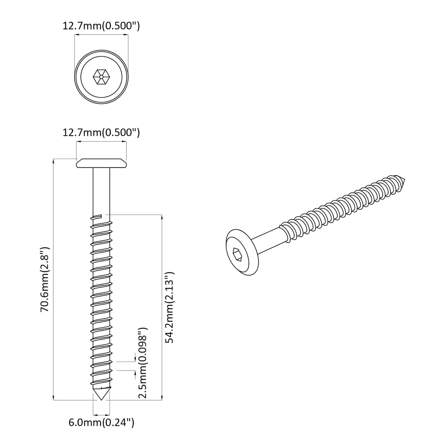 Holzschrauben 12 pcs Silber M6 x 70 mm Stahl