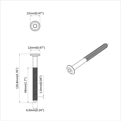 Schraube 1000 pcs Silber M6 x 100 mm Stahl