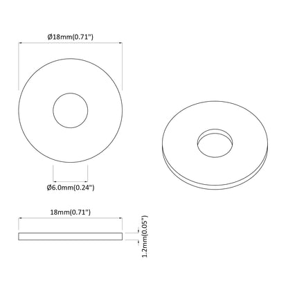 Unterlegscheiben 12 pcs Silber 18 x 18 x 1,2 mm Eisen
