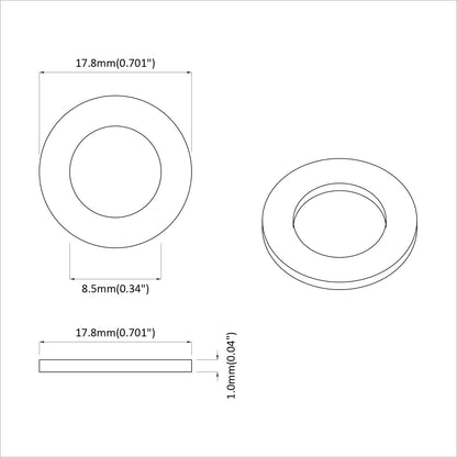 Unterlegscheiben 12 pcs Silber 16 x 16 x 1,5 cm Eisen