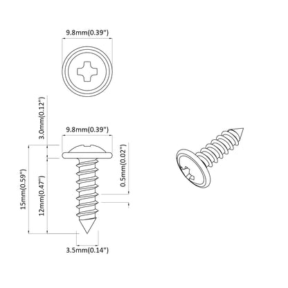 Selbstschneidender Nagel 12 pcs Schwarz 3,5 x 12 mm Eisen