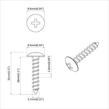 Holzschraube 2 pcs Silber M4 x 28 mm Eisen