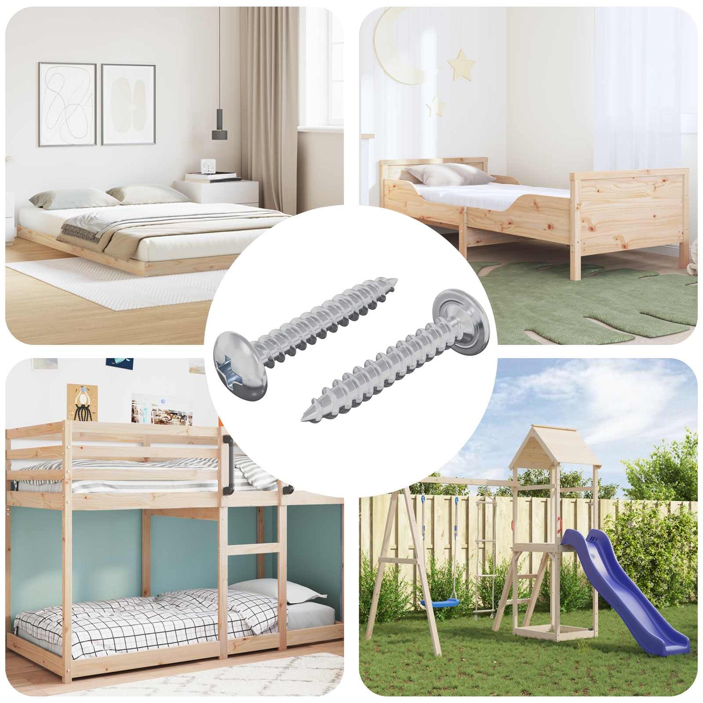 Holzschrauben 2 pcs Silber M4 x 25 mm Stahl