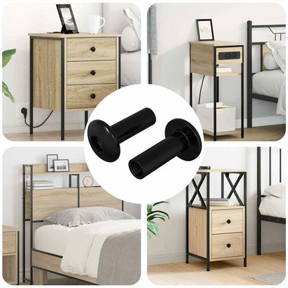 Hülsenmuttern 2 pcs Schwarz M4 x 14,5 mm Metall