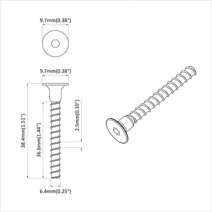 Steckkappen-Schraube 3072 pcs Schwarz 7 x 40 mm Eisen
