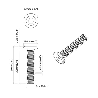 Schraube mit Sperre Uni 2 pcs Silber M6 x 35 mm Stahl